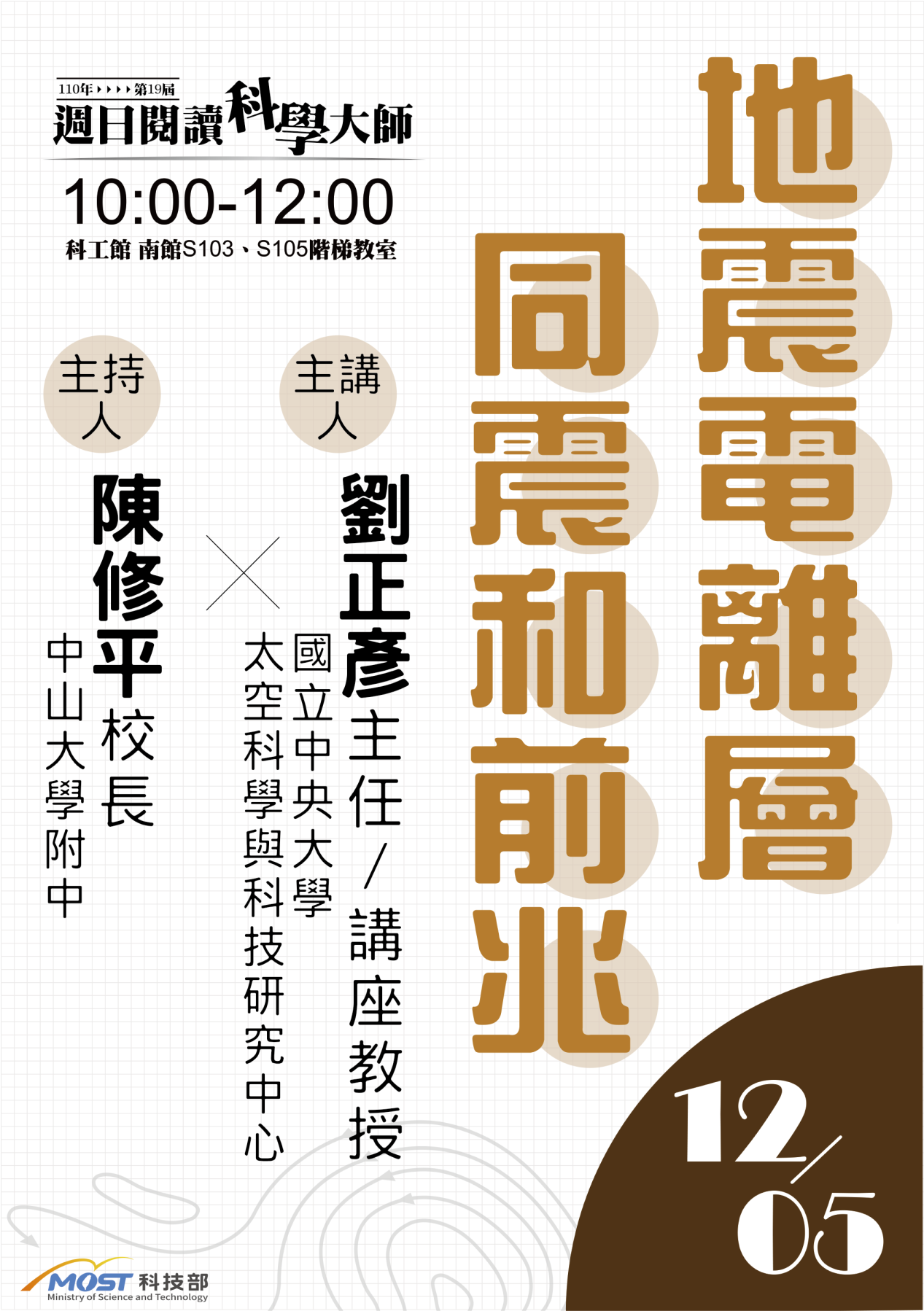 第19屆週日閱讀科學大師講座/地震電離層同震和前兆 (12/5)